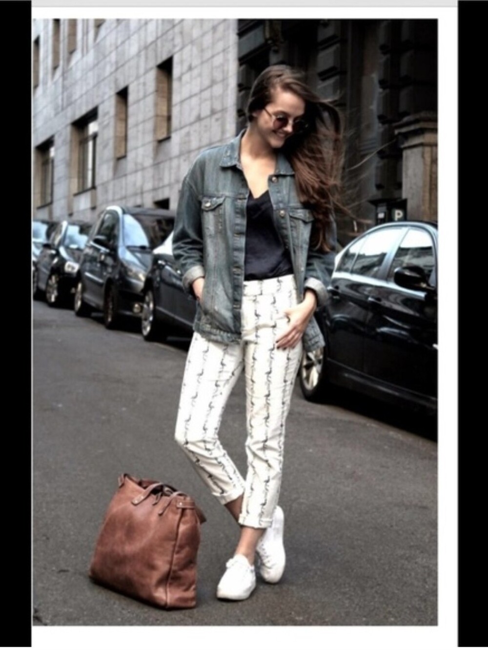 Zara Flamingo Print Trousers White Pants